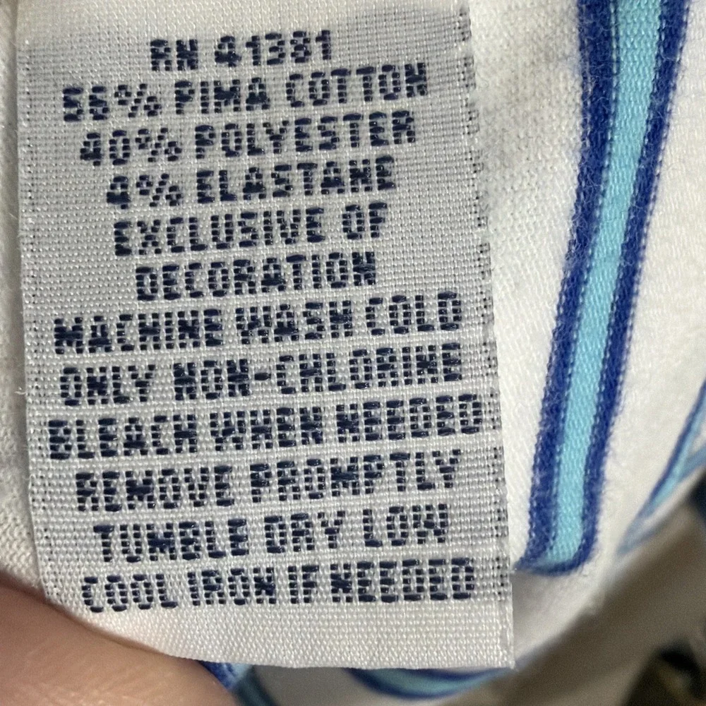 Polo Golf Ralph‎ Lauren Polo Shirt XL Blue White Stripe Performance Golf CC